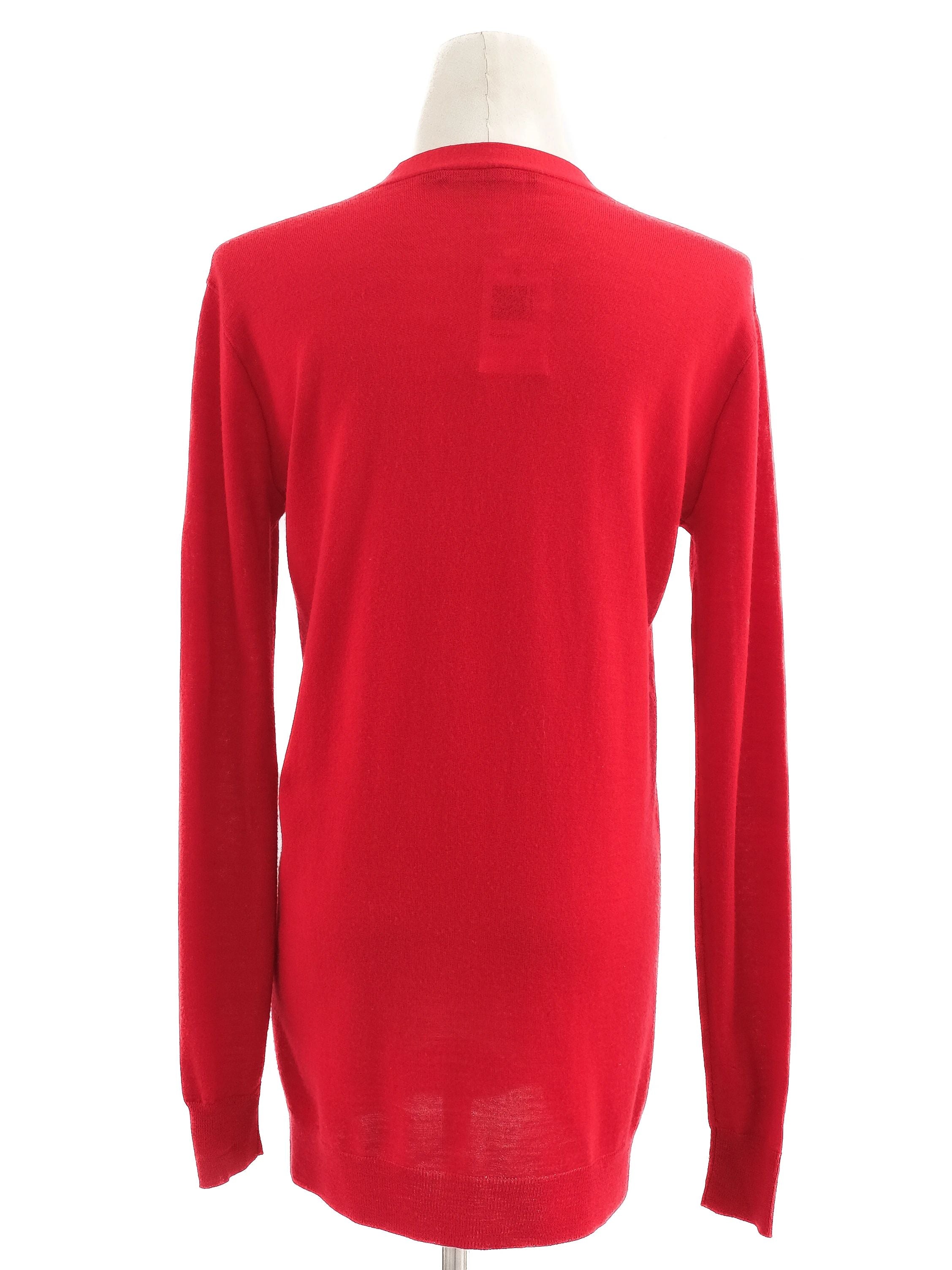 Excellent Ralph Lauren Red Wool Cardigan Sweater Size S