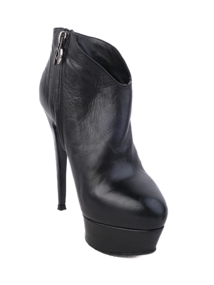 Excellent Nando Muzi Black Leather Ankle Boots Size 36