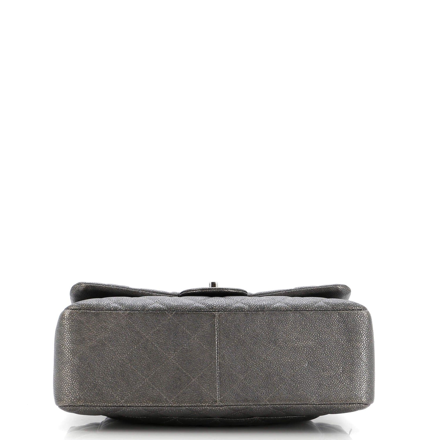 Chanel Classic Double Flap Bag Quilted Metallic Caviar Jumbo