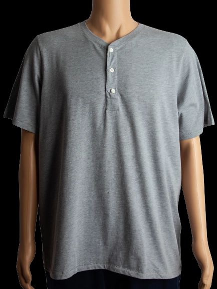 Good Billy Reid Gray Short-Sleeve Henley Shirt Size XL