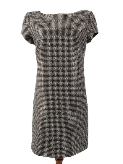Saint Laurent Gray Silk Houndstooth Dress Size M - Excellent Condition