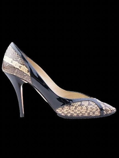Excellent Jimmy Choo High-Heeled Shoes Leather Combined Stiletto