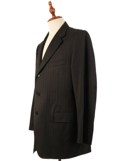 Excellent Canali Black Wool Pinstripe Suit Jacket Size XL