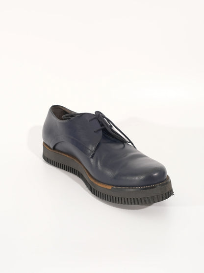 Perfect Lanvin Blue Leather Lace-Up Shoes Size 42 for Men