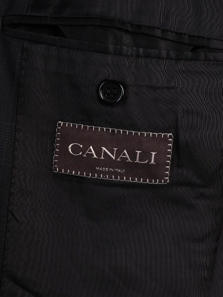 Excellent Canali Black Wool Suit Jacket Size XXL for Men
