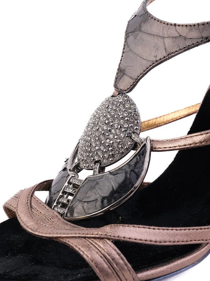 Roberto Cavalli Black Leather High-Heeled Sandals Size 39.5