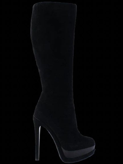 EXCELLENT Dior Black Leather High-Heeled Platform Knee-High Boots Size 37.5