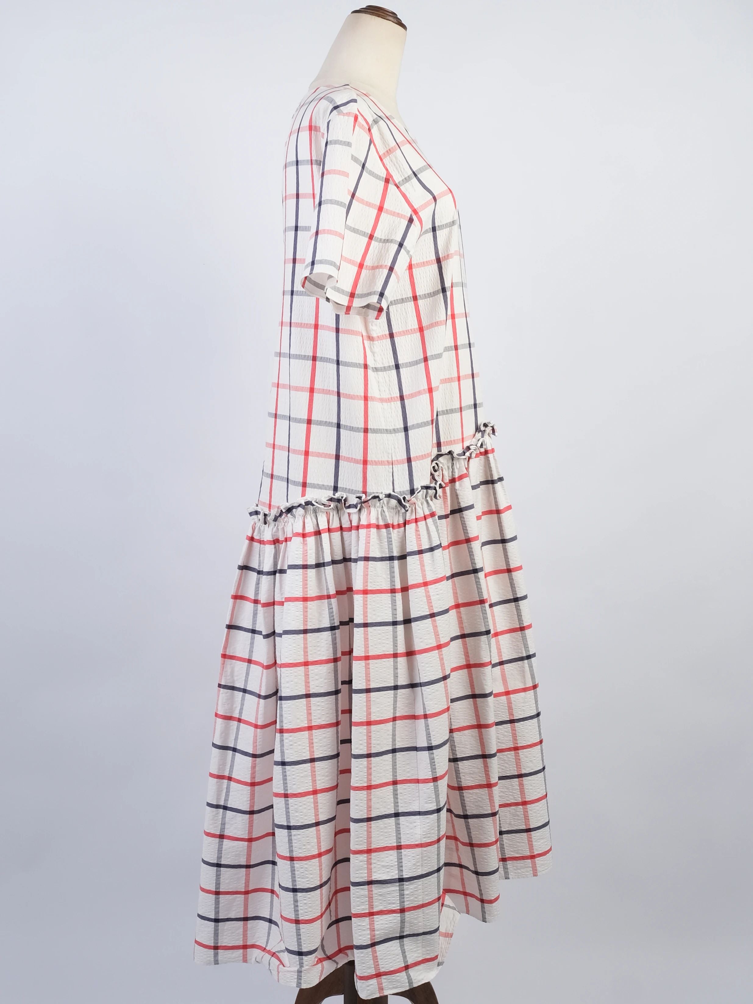 Excellent Rosie Assoulin WomenÕs L White Red Checkered Dress Size L