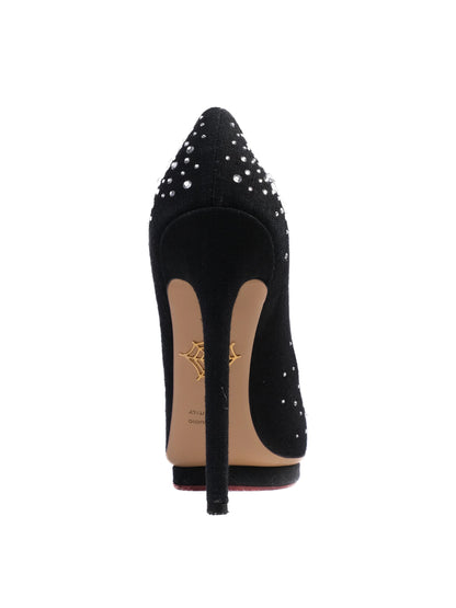 Excellent Charlotte Olympia Black Leather High-Heeled Shoes Size 39