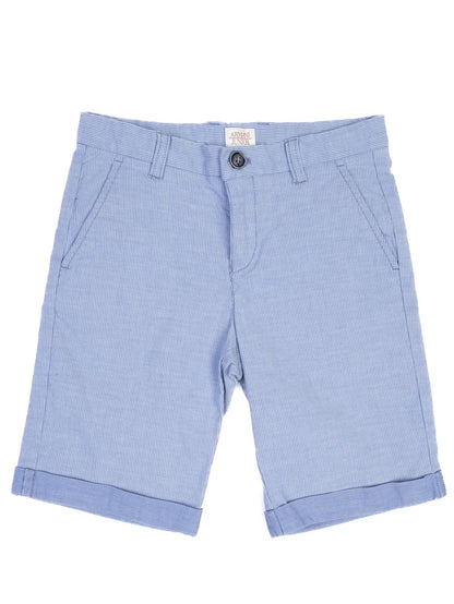 Excellent Armani Junior Blue Cotton Striped Shorts Size 10 for Kids