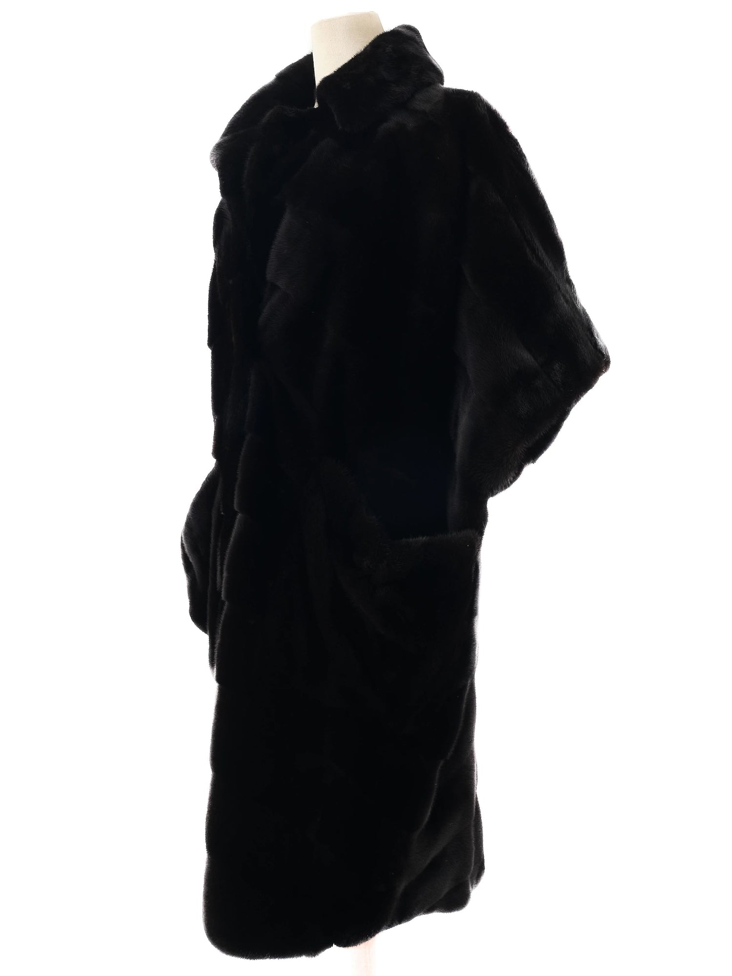 Helen Yarmak Black Faux Fur Cape Coat Size L - Perfect Condition