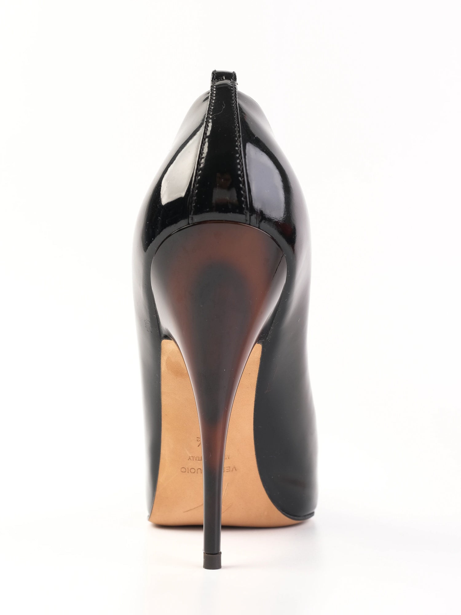 Excellent Giuseppe Zanotti Black Leather High-Heeled Shoes Size 38.5