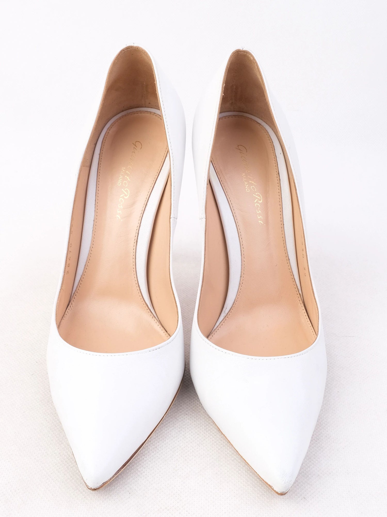 Excellent Gianvito Rossi White Leather High-Heeled Shoes Size 39