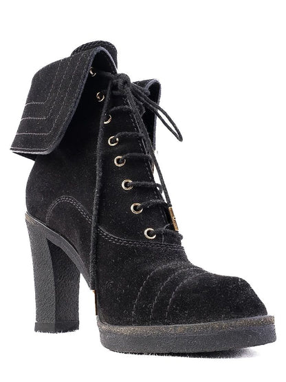 Excellent Louis Vuitton Black Leather Heeled Ankle Boots Size 36