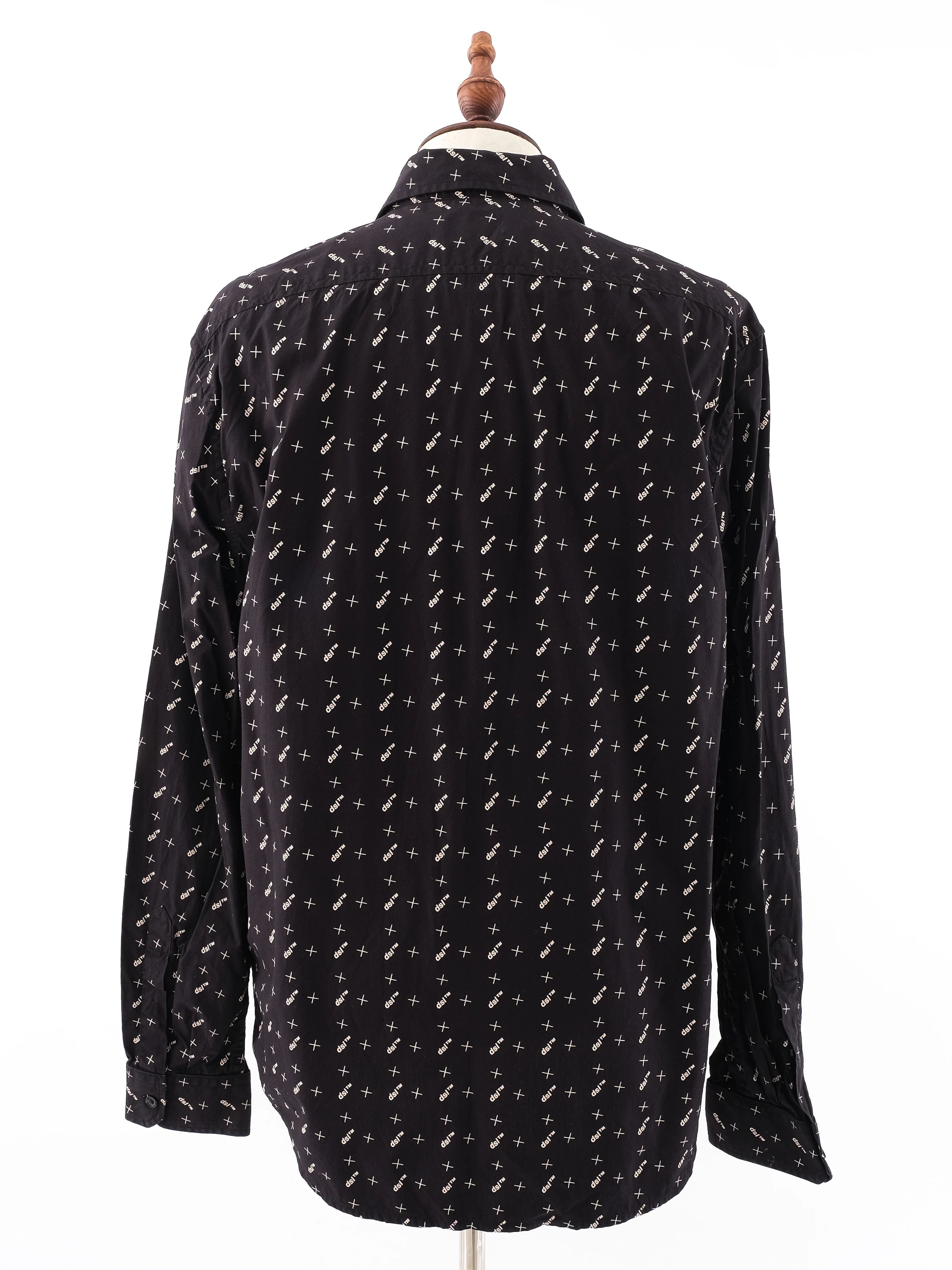 Excellent Diesel Black Cotton Long-Sleeved Shirt Size XL