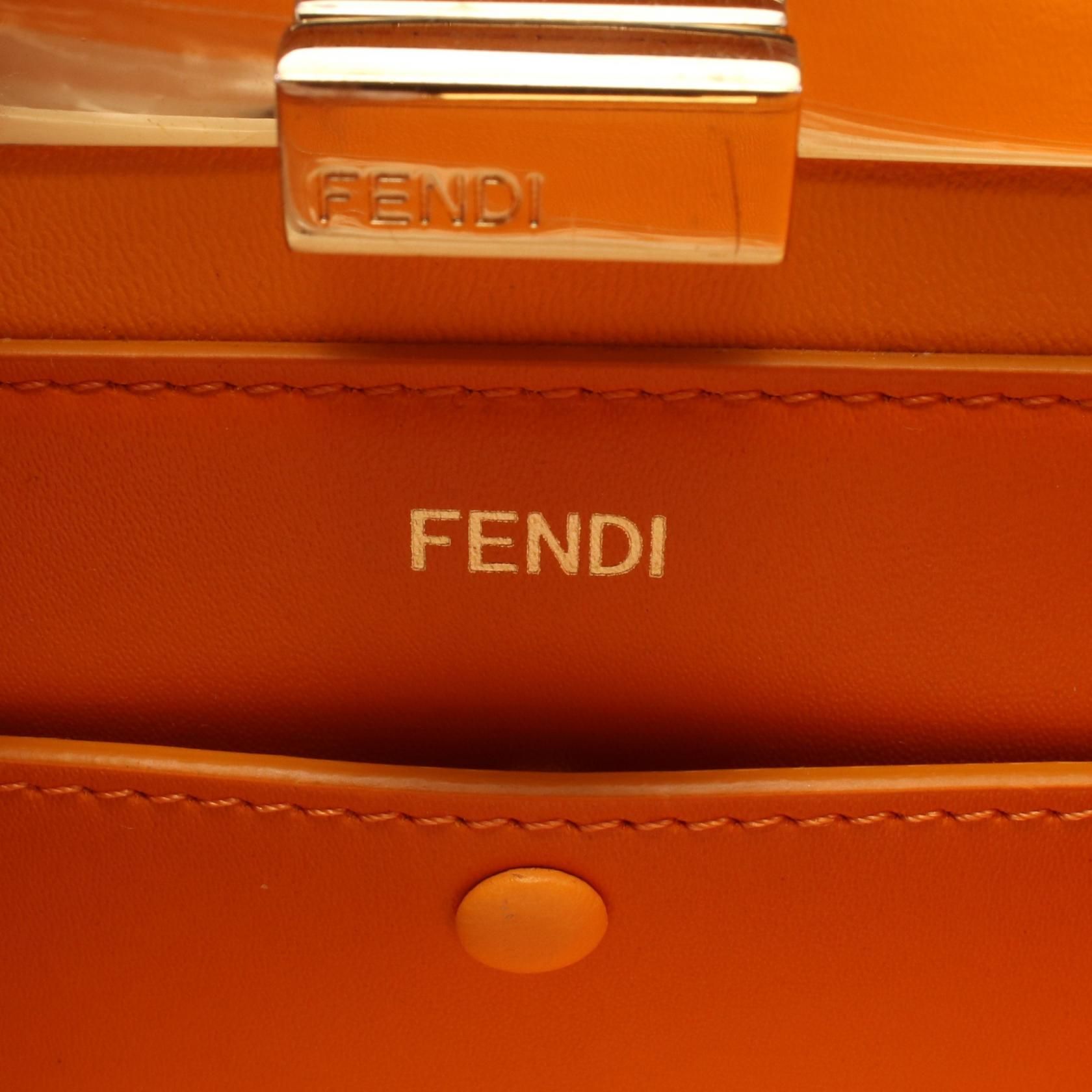 Fendi Peekaboo Ic You East West Handbag Orange Leather 8bn 323