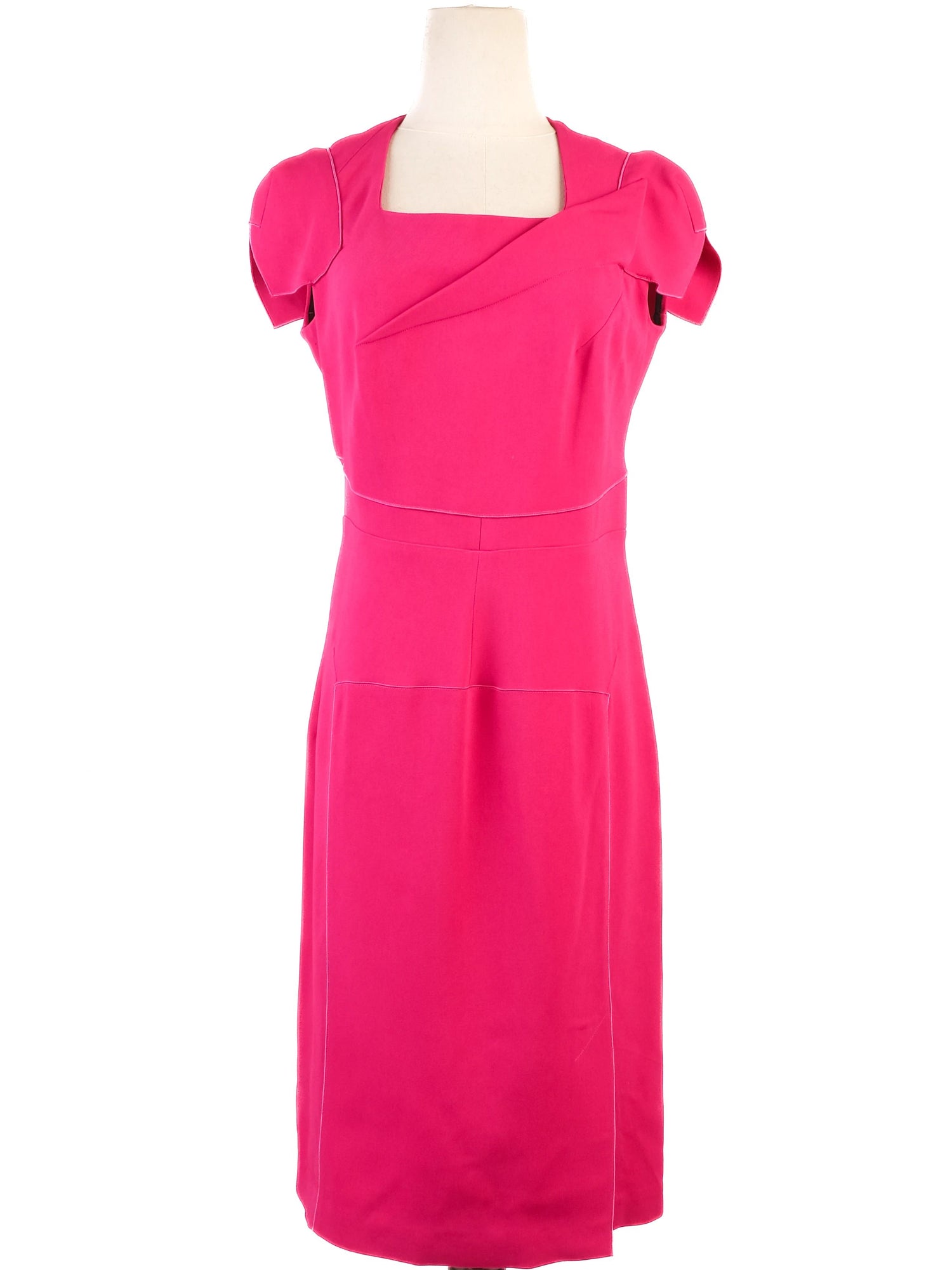 Excellent Roland Mouret Pink Viscose Dress Size XL Square Neckline