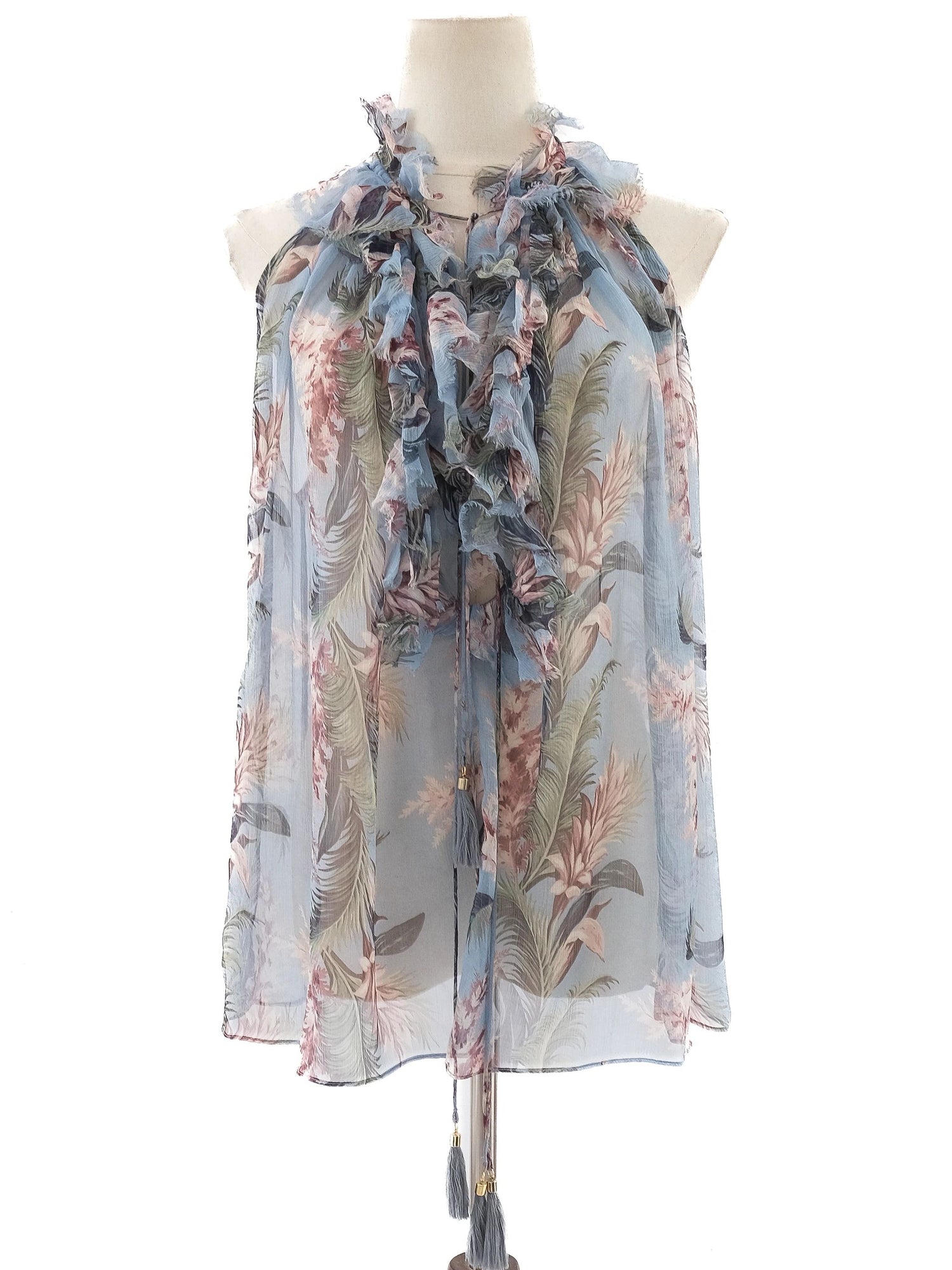 Excellent Zimmerman Floral Silk Blouse XS Pastel Combined Color