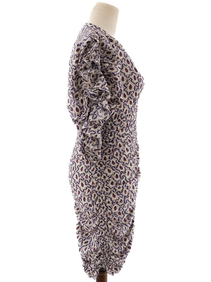 Excellent Isabel Marant Silk Dress V-Neck Ruffled Sleeves Size S