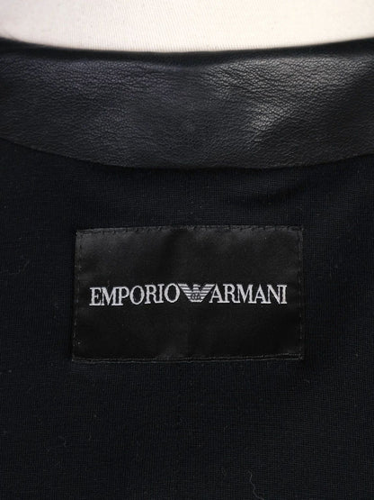 Excellent Emporio Armani Black Leather Jacket Women Size M