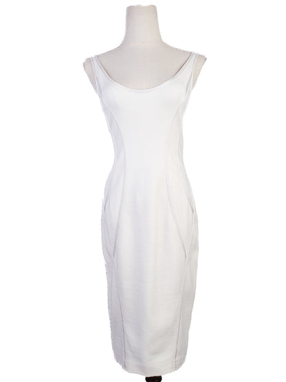 Good Donna Karan White Sleeveless Form-Fitting Viscose Dress