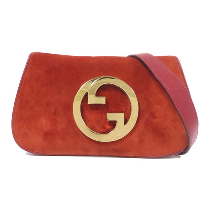 Gucci Calfskin Blondie Chain Shoulder Flap Bag Red Burgundy Suede 699268