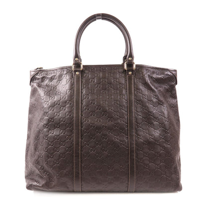 Gucci Cowhide Leather Tote Bag Brown Drak Brown Calfskin (cowhide) 201482
