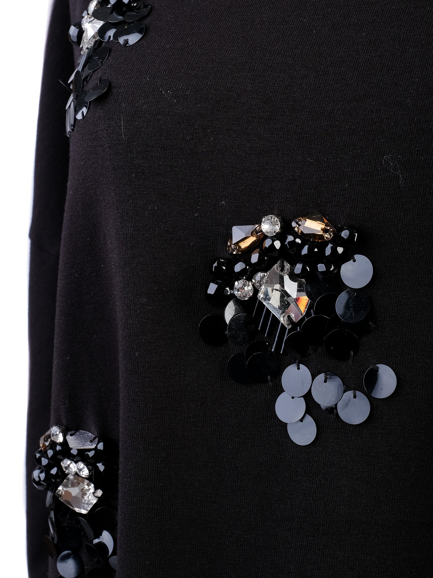 Excellent Luisa Spagnoli Black Cotton Top Size S with Decorative Embellishments