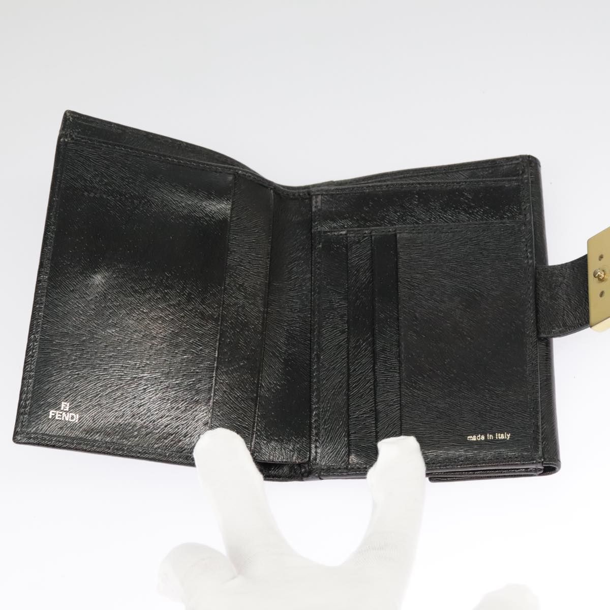 Fendi Wallet Leather Black Auth