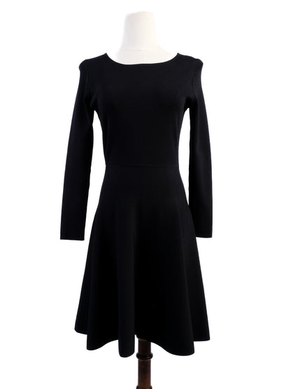Excellent BCBGMaxazria Black Viscose Dress Size S Long Sleeve