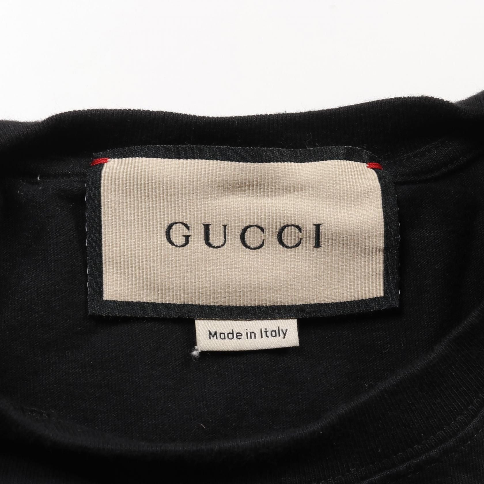 Gucci T-shirt Cotton Tops Black Multicolor Logo Xs