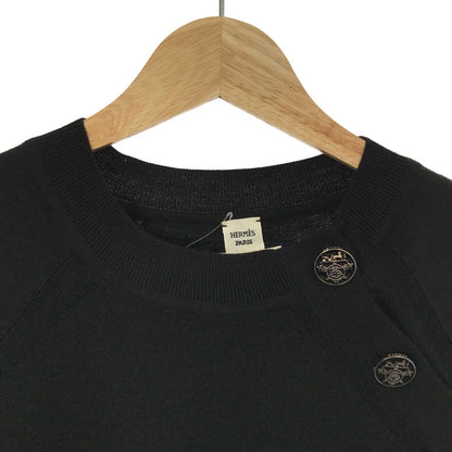 Hermes Short Sleeve Sweater Cashmere Silk Knit Black 34