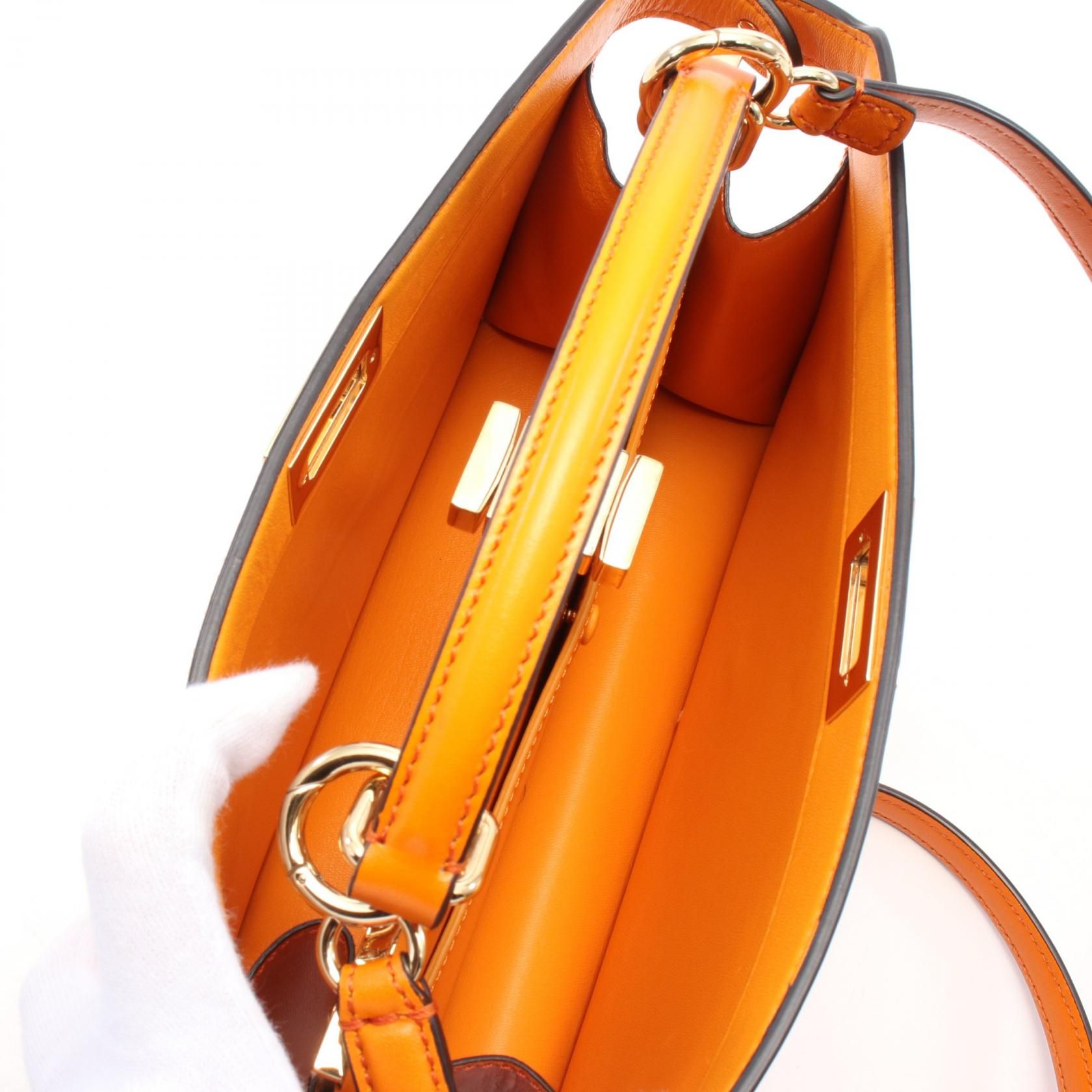 Fendi Peekaboo Ic You East West Handbag Orange Leather 8bn 323