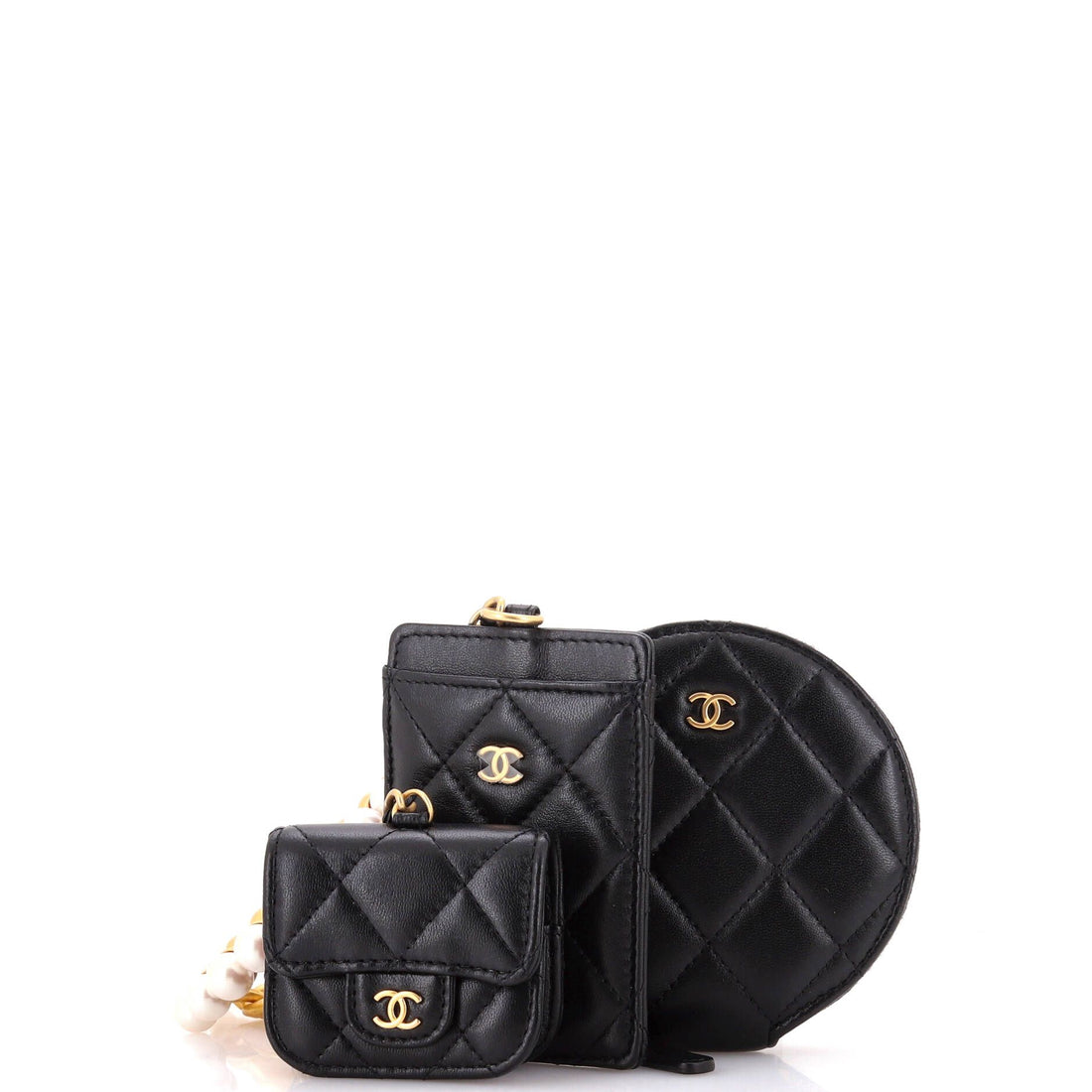 Chanel Pearl Crown Handle Multi-Pouches Quilted Lambskin