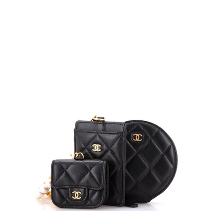 Chanel Pearl Crown Handle Multi-Pouches Quilted Lambskin