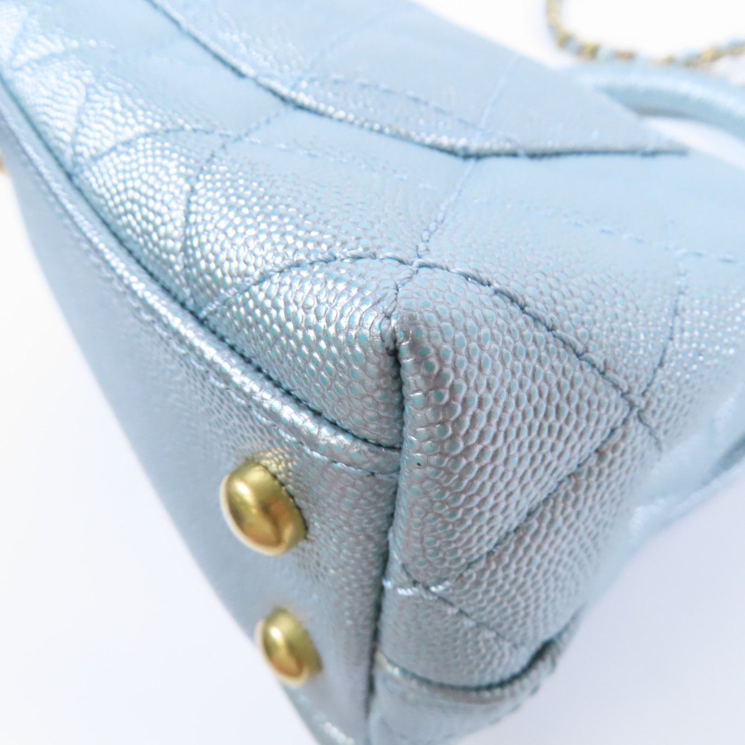 Chanel Blue Cowhide Leather Mini Coco Handle Hand-handed Shoulder And Back Bag 2way Should