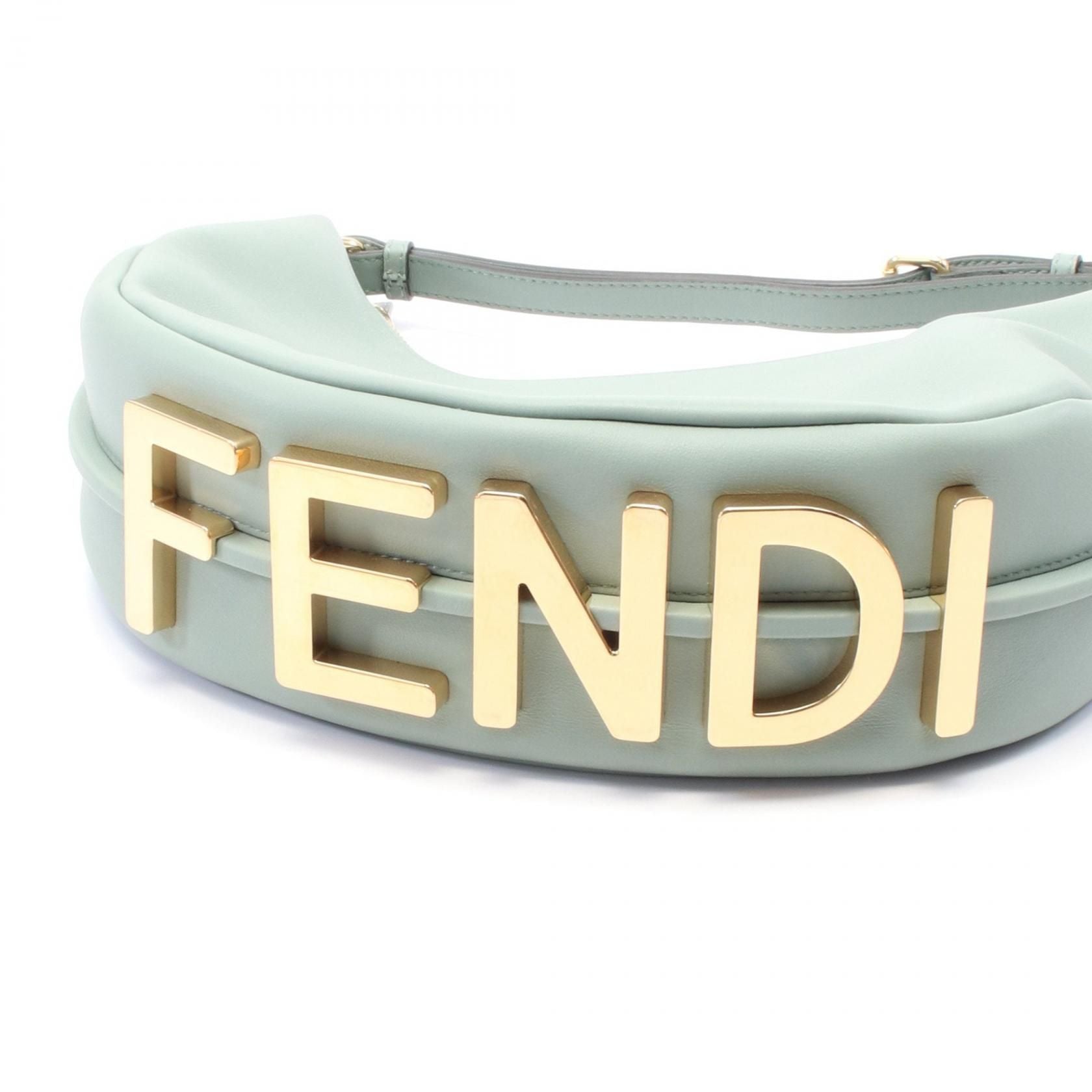 Fendi Handbag Green Leather 8br 798