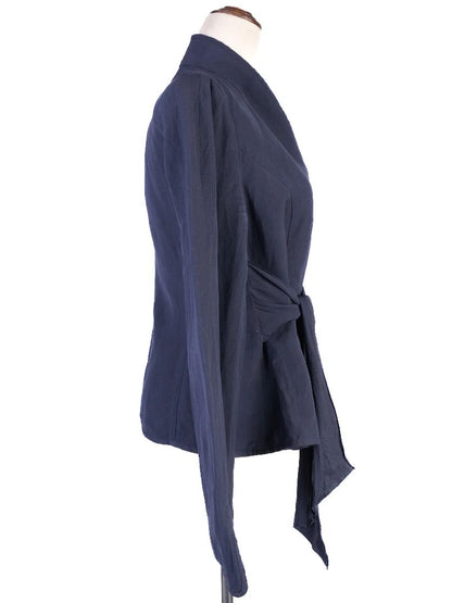 Excellent Armani Collezioni Blue Viscose Jacket Tie-Waist Design