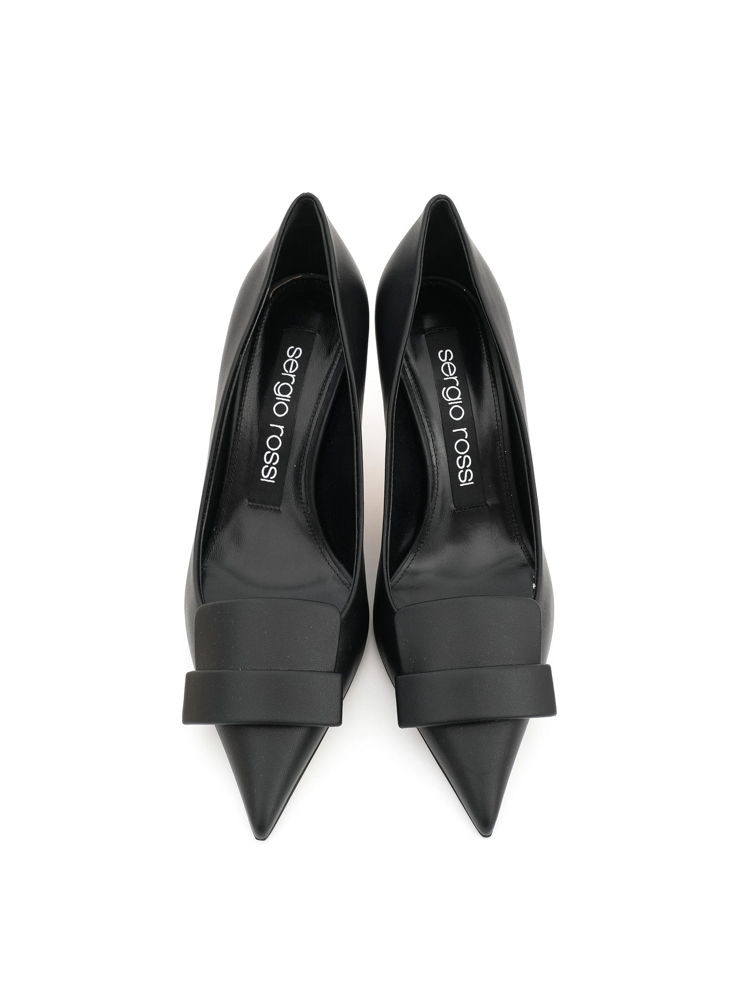 NEW Sergio Rossi Black Leather High Heel Shoes Size 36.5