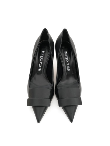 NEW Sergio Rossi Black Leather High Heel Shoes Size 36.5