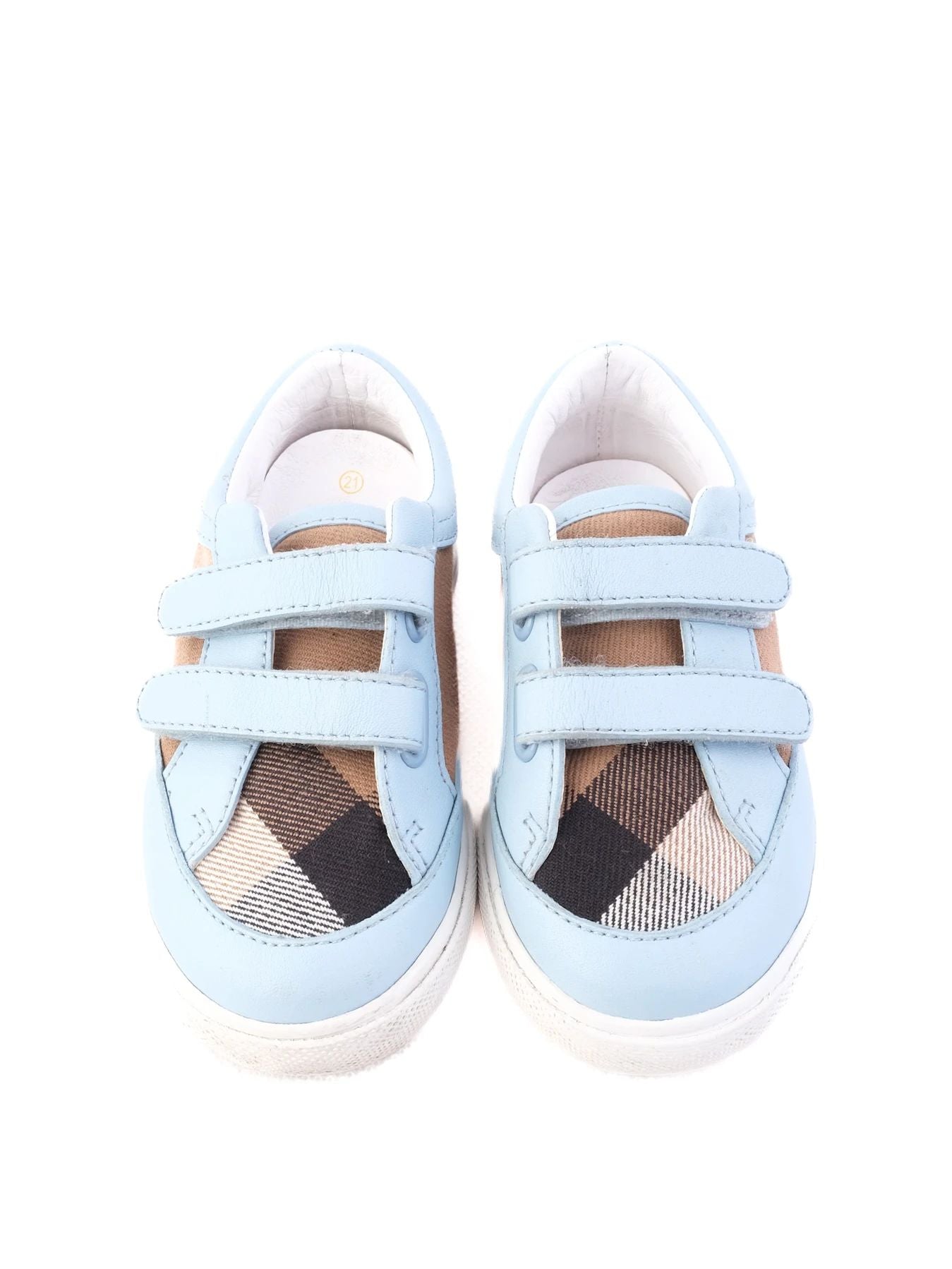 Excellent Burberry Light Blue Fabric Sneakers for Kids, Size 21
