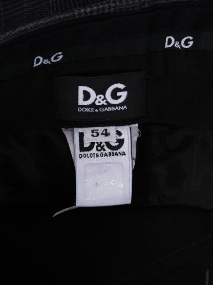 Excellent Dolce Gabbana Gray Plaid Trousers Cotton XXL