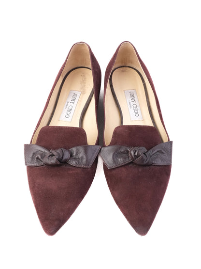 Good Jimmy Choo Purple Genuine Suede Bow Pointed Toe Shoes Size 38