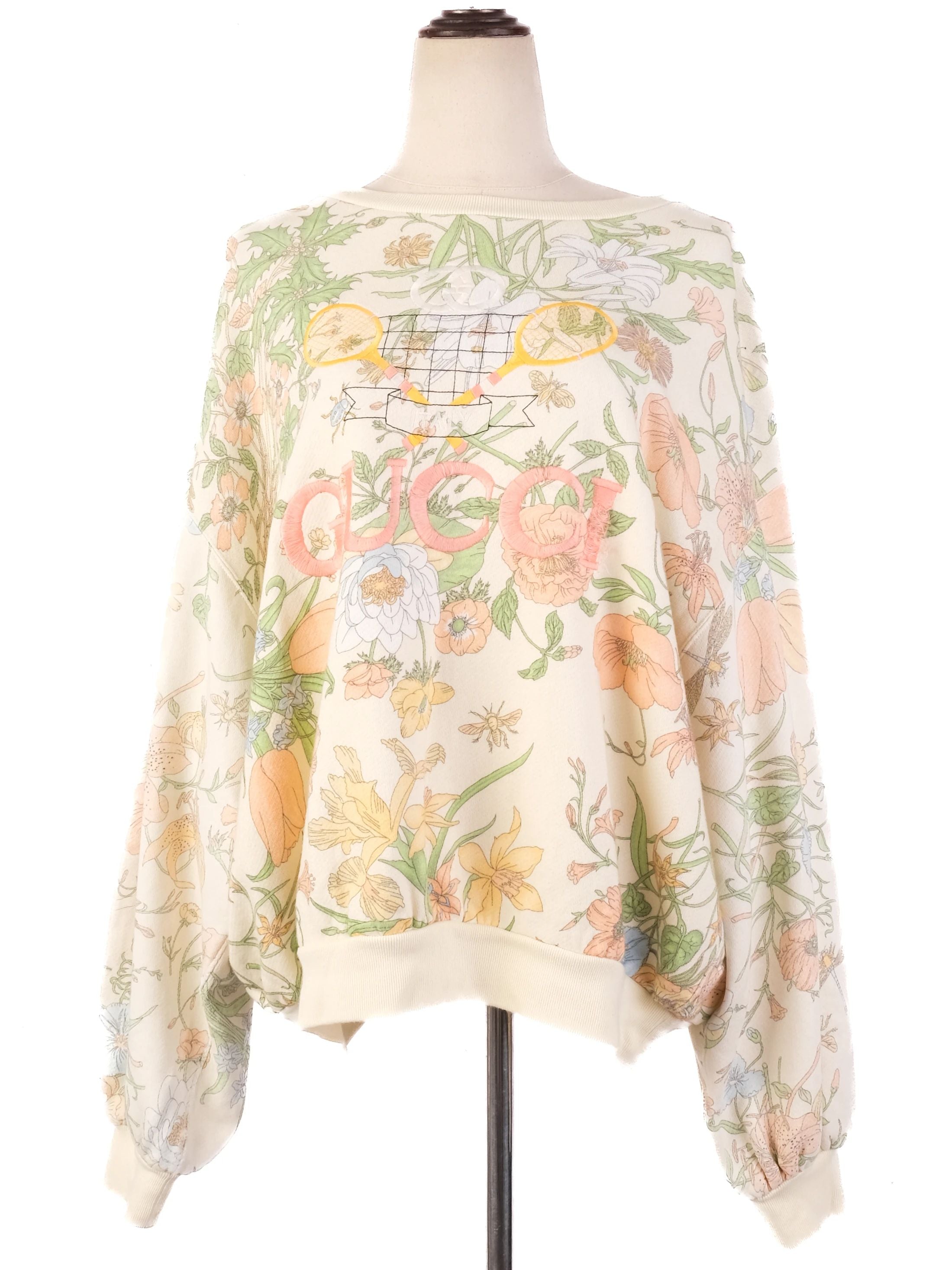 Excellent Gucci Floral Sweatshirt Cream Floral Print Women&