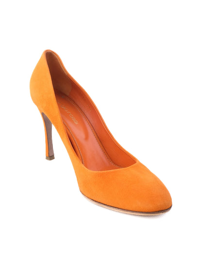Excellent Sergio Rossi Orange Leather Stiletto Heels Size 39.5