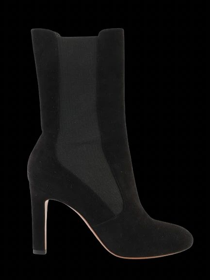 Excellent Alaia Black Genuine Suede High-Heeled Ankle Boots