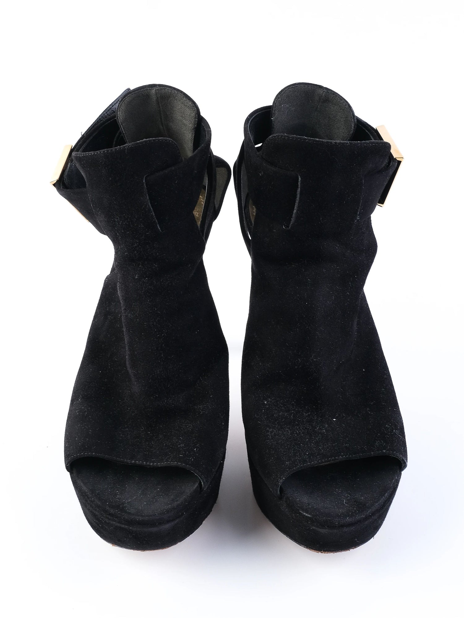 Excellent Louis Vuitton Black Leather High-Heeled Shoes Size 38.5