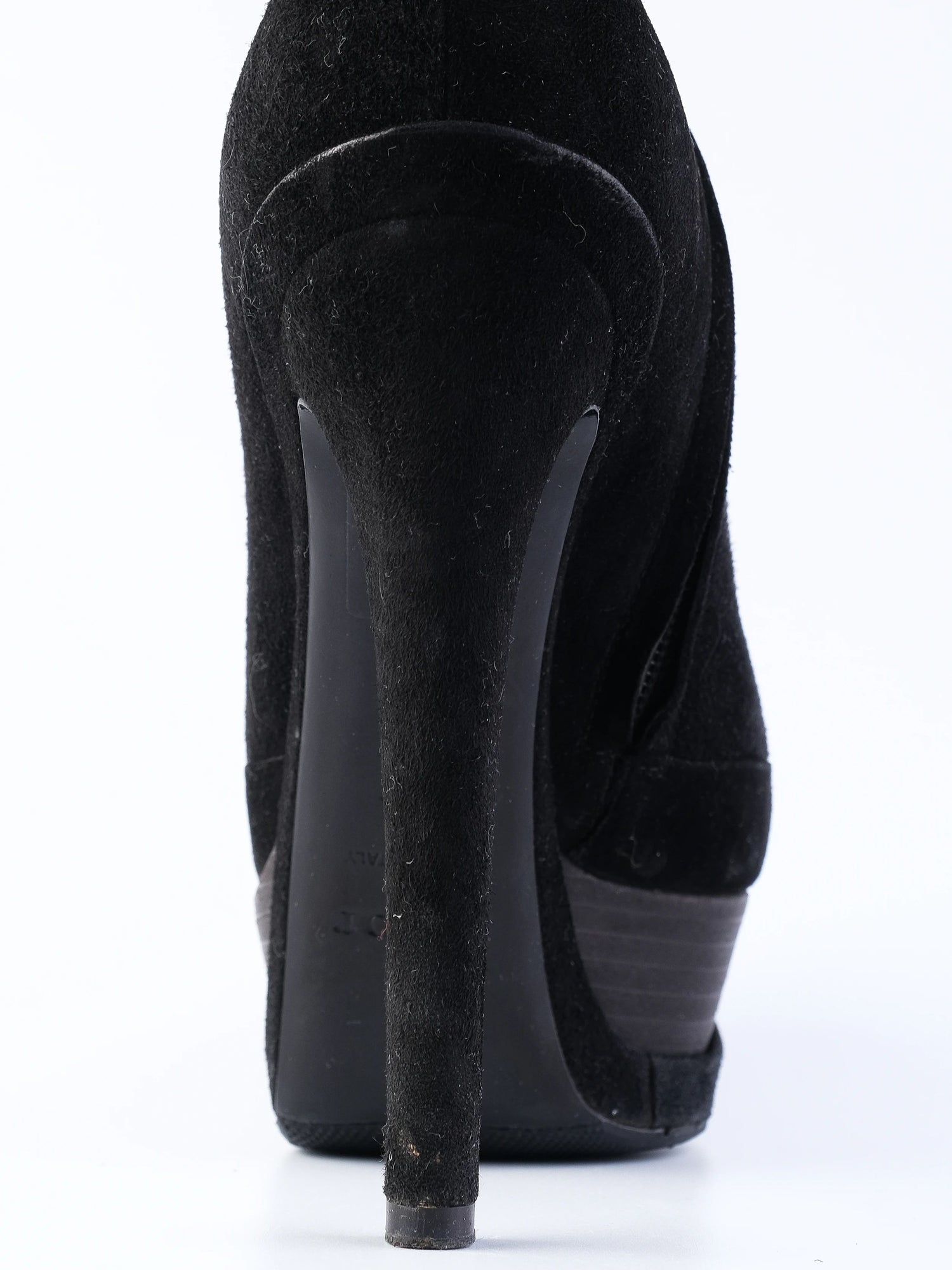 EXCELLENT Dior Black Leather High-Heeled Platform Knee-High Boots Size 37.5