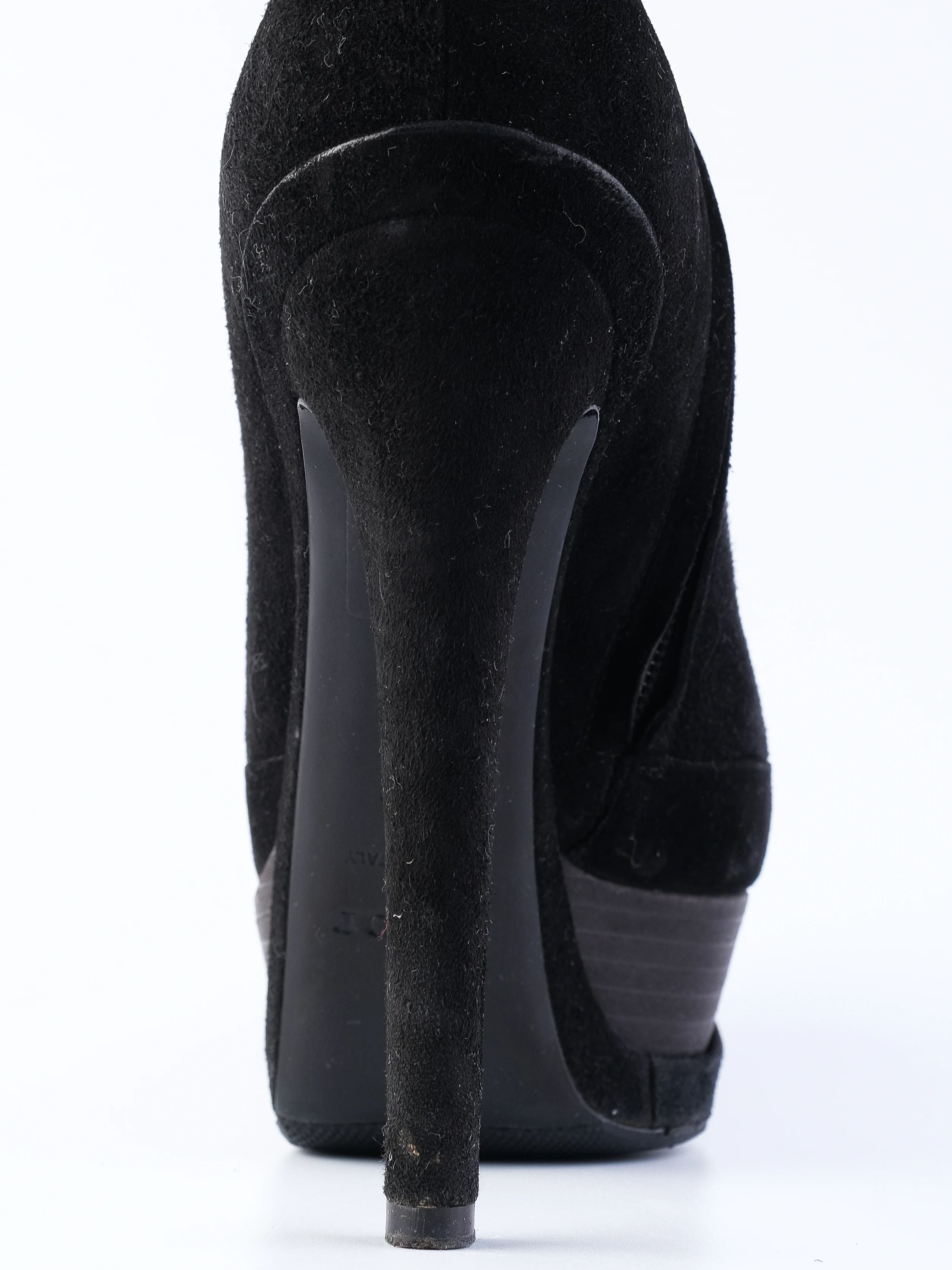 EXCELLENT Dior Black Leather High-Heeled Platform Knee-High Boots Size 37.5