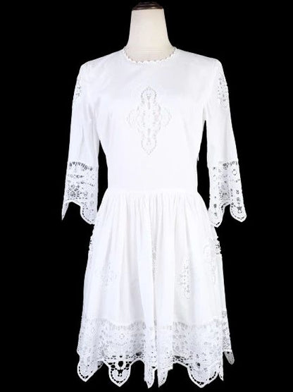 Excellent By Malene Birger White Cotton Lace Dress Size XS